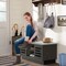 Costway Shoe Storage Bench with Cushion Shoe Storage Organizer Shoe Rack Entryway Grey/Natural